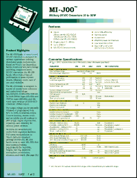 MI-J2XIY datasheet: Input voltage:28V; outputV:5.2V; 50W; 10A; military DC-DC converter. For military applications utilizing distributed power architectures MI-J2XIY