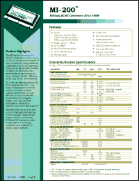 MI-22NIY datasheet: InputV:28V; outputV:18.5V; 50W; 10A military DC-DC converter. For military applications MI-22NIY