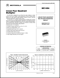 MC1494P datasheet: Linear Four-Quadrant Multiplier MC1494P