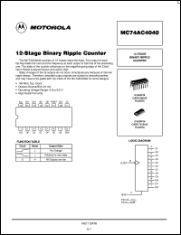 MC74AC4040D datasheet: 12-Stage Binary Ripple Counter MC74AC4040D