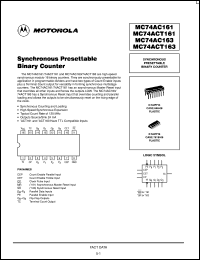 MC74ACT161MR2 datasheet: Synchronous Presettable Binary Counter MC74ACT161MR2