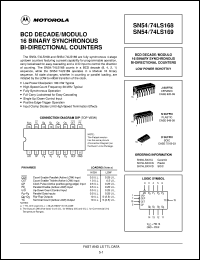 SN74LS169MEL datasheet:  BCD DECADE/MODULO 16 BINARY SYNCHRONOUS BI-DIRECTIONAL COUNTERS SN74LS169MEL
