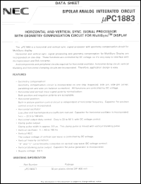 UPC1883CT datasheet: Horizontal and vertical sync, signal processor with geometry compensation circuit for MultiSunc display UPC1883CT