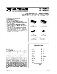 HCF4060BEY datasheet: 14-stage ripple carry binary counter/divider and oscillator HCF4060BEY