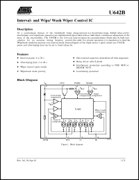 U642B datasheet: Interval - and wipe/ wash wiper control U642B