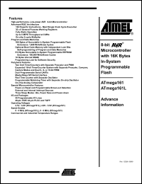 ATmega161-8JI datasheet: Microcontroller with 16K bytes in-system programmable flash, power supply 4.0 - 5.5V, 8 MHz ATmega161-8JI