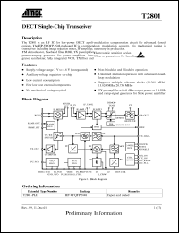 T2801-PLH datasheet: DECT single-chip transceiver T2801-PLH