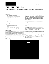 FAN2512S285X datasheet: 150 mA CMOS LDO regulators with fast start enable, out=2.85V FAN2512S285X