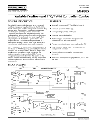 ML4805CP datasheet: Variable feedforward PFC/PWM controller combo ML4805CP