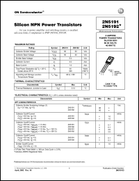 2N5192 datasheet: NPN power transistor for use in power amplifier and switching circuits, 80V, 4A 2N5192