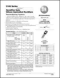 C106B datasheet: Sensitive gate silicon controlled rectifier, 4A, 200V C106B