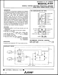 M5201AP datasheet: General purpose switching operational amplifier (dual input, single output type) M5201AP