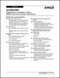 Am29LV400B100WAC datasheet: 4 Megabit (512 K x 8-bit/256 K x 16-bit) CMOS 3.0 volt-only boot sector flash memory, 100ns Am29LV400B100WAC