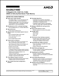 Am29LV160DT-70WCC datasheet: 16 Megabit (2 M x 8-bit/1 M x 16-bit) CMOS 3.0 volt-only boot sector flash memory, 70ns Am29LV160DT-70WCC