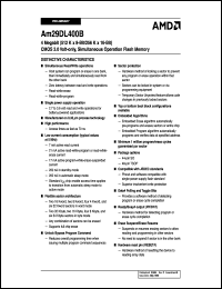 AM29DL400BT-80EIB datasheet: 4 Megabit (512 K x 8-bit/256 K x 16-bit) CMOS 3.0 volt-only, simultaneous operation flash memory, 80ns AM29DL400BT-80EIB