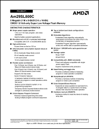 Am29SL800CB150FIB datasheet: 8 Megabit (1 M x 8-bit/512 K x 16-bit) CMOS 1.8 volt-only super low voltage flash memory, 150ns Am29SL800CB150FIB