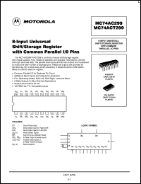 MC74AC299DWR2 datasheet: 8-Input Universal Shift/Storage Register with Common Parallel I/O Pins MC74AC299DWR2