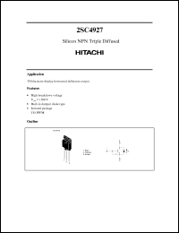 2SC4927 datasheet: NPN transistor for TV/character display horizontal deflection output, 1500V, 8A 2SC4927