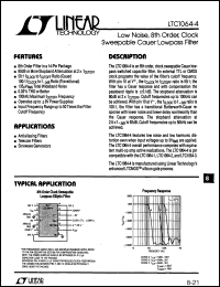 LTC1064-4MJ datasheet: Low noise, 8th order, clock sweepable cauer lowpass filter LTC1064-4MJ