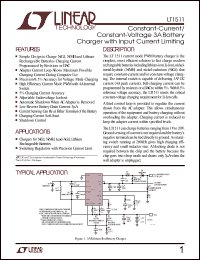 LT1511CSW datasheet: Constant-current/ constant-voltage 3A battery charger with input current limiting LT1511CSW