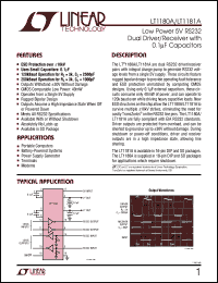 LT1180AISW datasheet: Low power 5V RS232 dual driver/receiver with 0.1mF capacitors LT1180AISW