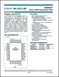 DS5002FP-16 datasheet: Secure microprocessor chip, 8051-compatible, in-system programming, 16 MHz DS5002FP-16