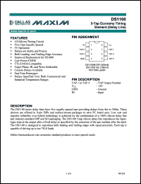 DS1100M-100 datasheet: 5-tap economy timing element (delay line), 100ns DS1100M-100