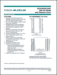 DS1244WP-120IND datasheet: 256k NV SRAM with phantom clock, 120ns DS1244WP-120IND