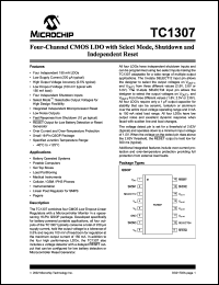 TC1307R-2.5VQRTR datasheet: Four-channel CMOS LDO with select mode, shutdown and independent reset, output voltage 2.5V TC1307R-2.5VQRTR