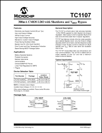 TC1107-2.5VUATR datasheet: 300mA CMOS LDO with shutdown and Vref bypass, 2.5V TC1107-2.5VUATR