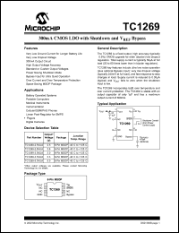 TC1269-3.0VUATR datasheet: 300mA CMOS LDO with shutdown and Vref bypass, 3.0V TC1269-3.0VUATR