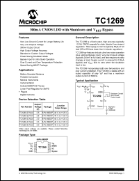 TC1269-3.3VUATR datasheet: 300mA CMOS LDO with shutdown and Vref bypass, 3.3V TC1269-3.3VUATR