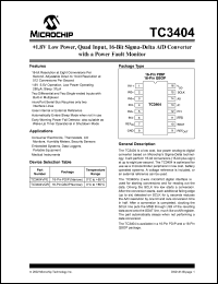 TC3404VQRTR datasheet: +1.8V low power, quad input, 16-bit sigma-delta A/D converter with a power fault monitor TC3404VQRTR