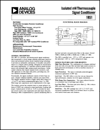 1B51BN datasheet: InputV:10mV-5V; isolated mV/thermocouple signal conditioner. For multichannel RTD temperature measurement 1B51BN