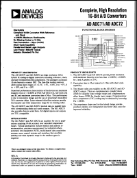 AD AD71 datasheet: Complete, high resolution 16-bit A/D converter AD AD71