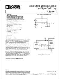 AD22100SR datasheet: OutputV:0.250/4.750; voltage output temperature sensor with signal conditioning. For HVAC systems, system temperature compensation AD22100SR