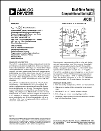 AD538ACHIPS datasheet: 18V; 250mW; 1mA; real-time analog computational unit (ACU). For one-or-two quadrant mult/div AD538ACHIPS