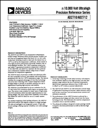 AD2712 datasheet: +-10.000V ultrahigh precision reference series AD2712