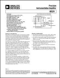 AD524AD datasheet: 18V; 450mW; precision instrumentation amplifier AD524AD