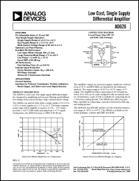 AD626AR datasheet: +-36V; inputV:up to 60V; low cost, single supply differential amplifier. For current sensing AD626AR