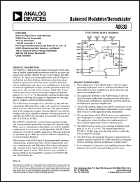 AD630SD datasheet: +-18V; 600mW; balanced modulator/demodulator AD630SD