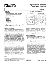 AD637AR datasheet: 500V; 108mW; high precision, wideband true RMS-to-DC converter AD637AR