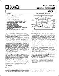 AD678KN datasheet: 0.3-18.0V; 12-bit 200 kSPS sampling ADC AD678KN