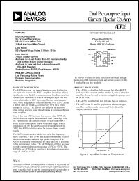 AD706JR-REEL datasheet: +-18V; 650mW; dual picoampere inout current bipolar Op Amp. For low frequency active filters, precision instrumentation and integrators AD706JR-REEL