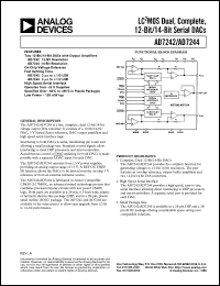 AD7244JN datasheet: -0.3, +7V; 550mW; LC2MOS dual, complete, 12-bit serial DAC AD7244JN