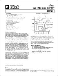 AD7249BN datasheet: -0.3, +17V; 600mW; LC2MOS dual 12-bit serial DACPORT. For process control, industrial automation AD7249BN