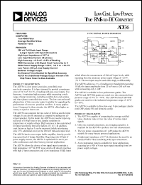 AD736KN datasheet: +-16.5V; 200mW; low cost, low power, tue RMS-to-DC converter AD736KN