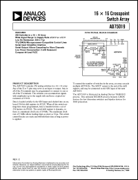 AD75019JP datasheet: -0.5 to +25.2V; 1W; 16 x 16 crosspoint switch array AD75019JP