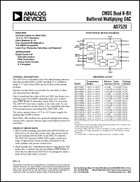 AD7528JN datasheet: 0-17V; 450mW; CMOS dual 8-bit buffered multiplying DAC. For digital control of: gain/attenuation, filter parameters, stereo audio circuits, X-Y graphics AD7528JN
