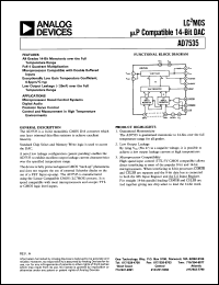 AD7535TQ datasheet: -0.3 to +17V; 1W; LC2MOS uP-compatible 14-bit DAC. For microprocessor based control systems, digital audio reconstruction AD7535TQ